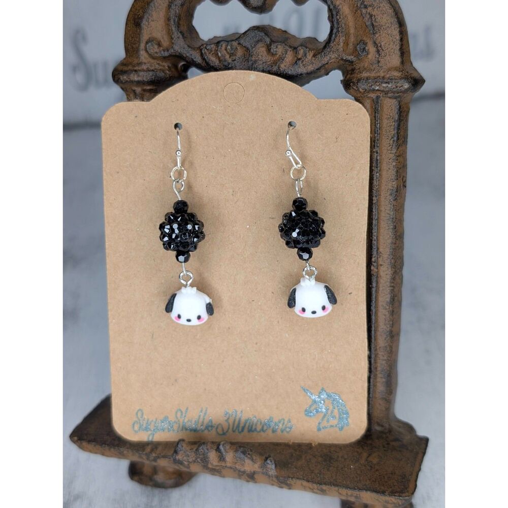 Handmade Pochacco "Midnight Sparkle" Dangle Earrings